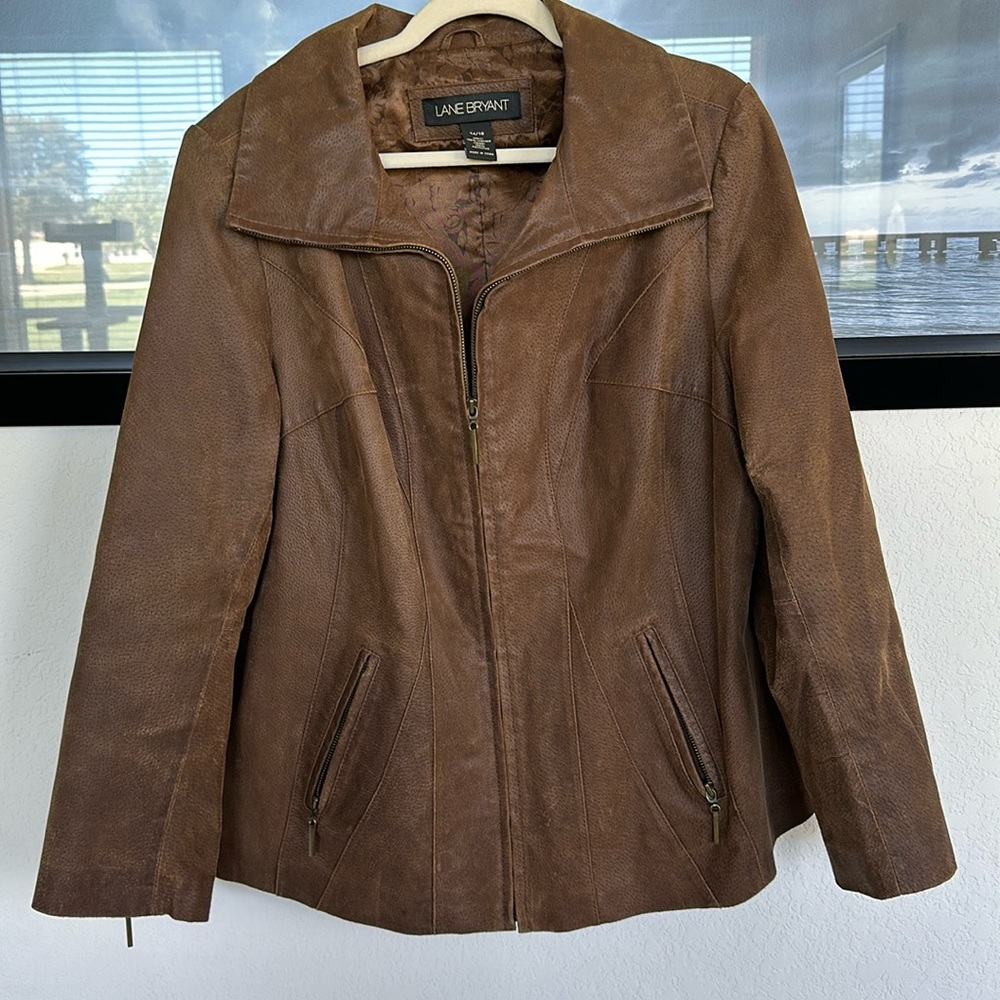 Lane Bryant Distressed Leather Jacket 14/16